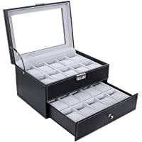SONGMICS Caja para 20 de Relojes- Joyería Soporte de Exhibición de Relojes color negro JWB020